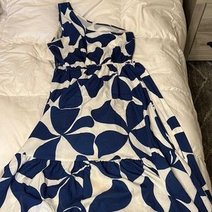 Blue and white maxi dress
